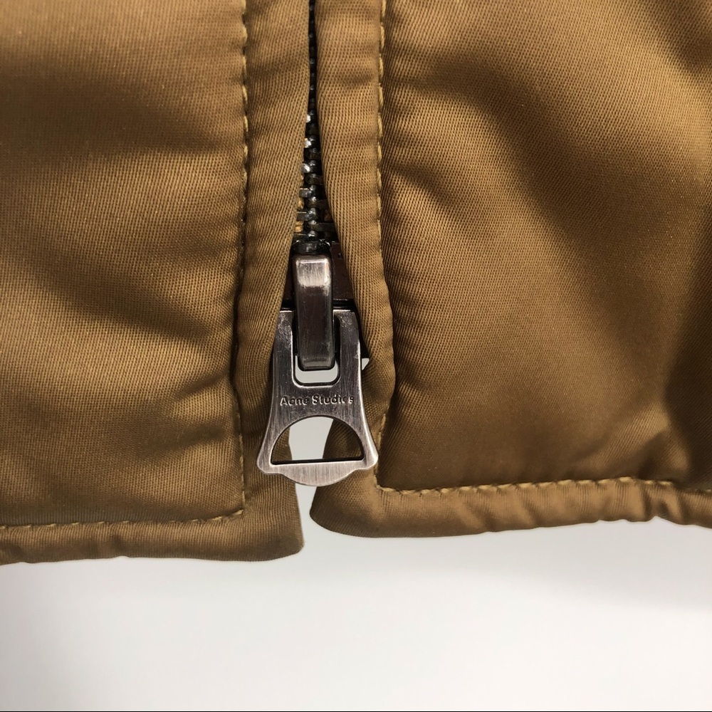 Acne Studios Men Mylon Matt Satin Bomber Jacket MA-1 Zip Up Brown Tan Size 48 - Picture 6 of 11